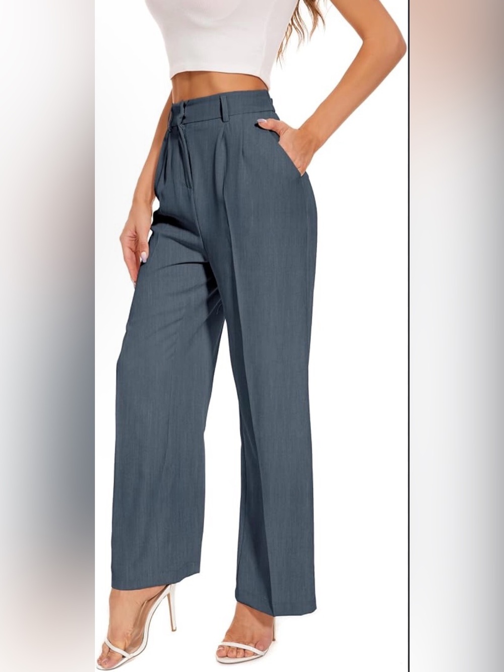 FUNYYZO Wide Leg Dress Pants for Women Work Slacks Business Casual Outfits